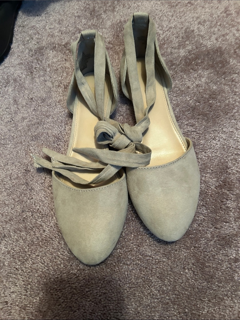 Apt. 9 Taupe Suede Ankle Tie Flats